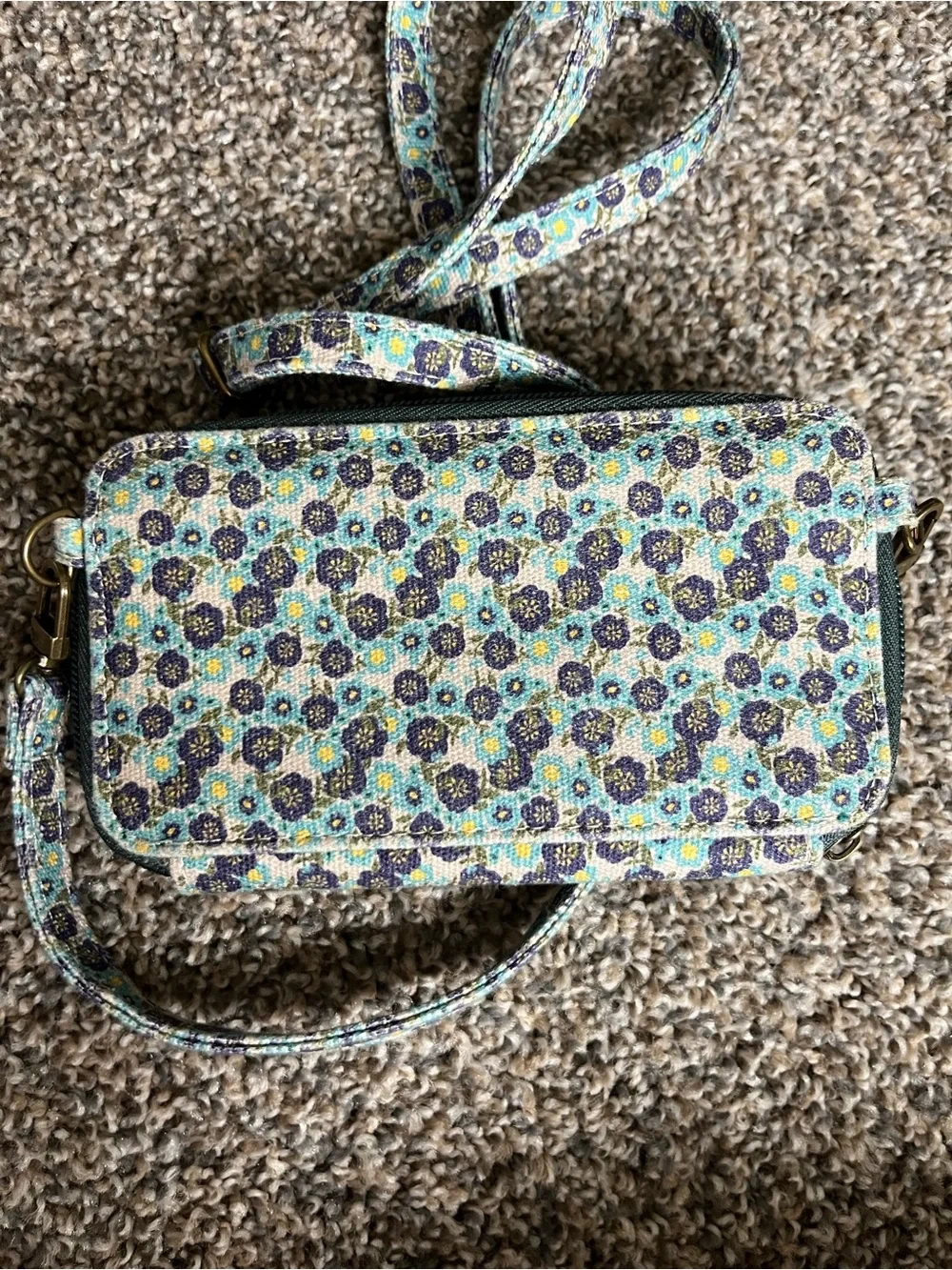 Natural life Floral Embroidered Crossbody Wallet - Blue Floral